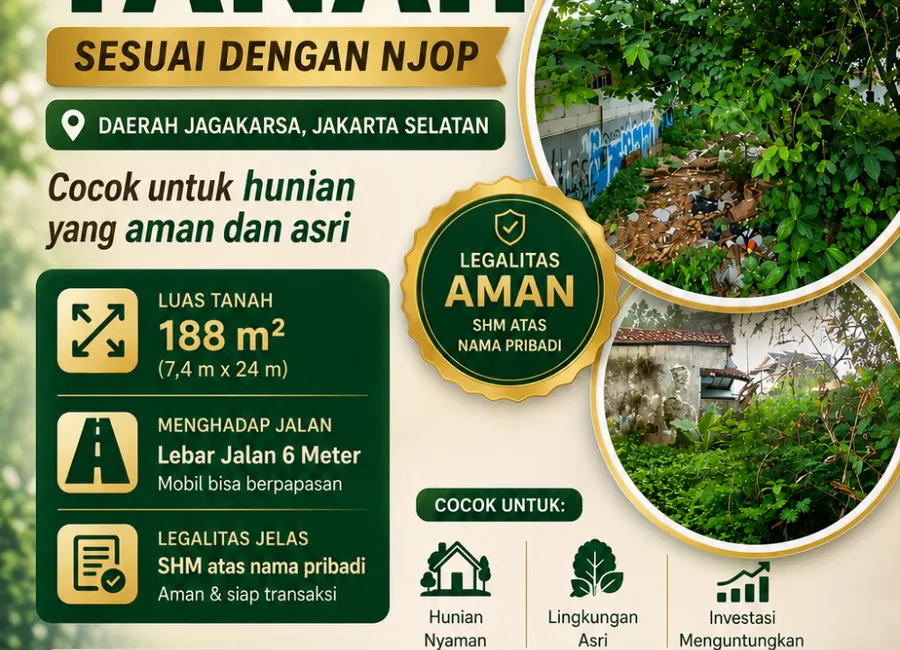 JUAL MURAH TANAH DI JAGAKARSA Sesuai NJOP photo 1