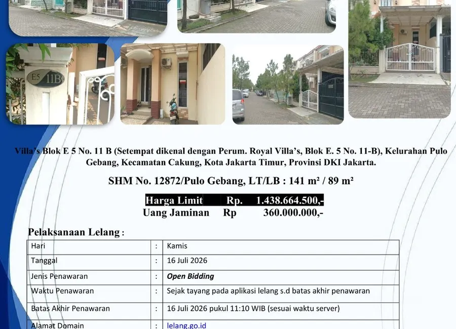 DIJUAL PROPERTI MELALUI LELANG !!! photo 2