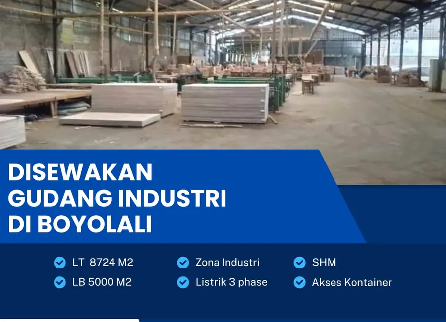 Disewakan Gudang Zona Industri Lokasi Boyolali Luas 8724m2