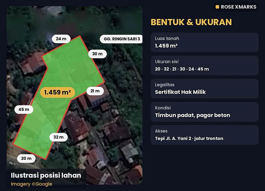 Tanah 1.459 mÂ² Tepi Jl. A. Yani 2 Kubu Raya, Jalur Tronton, 3 Km ke Bandara photo 1